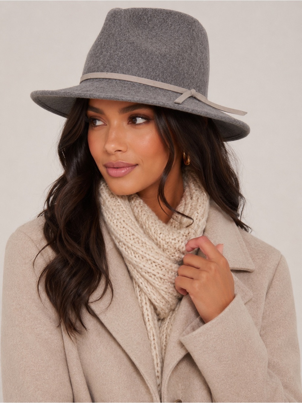 House of Harlow Gray 1960 100% Wool Fedora Felt Hat